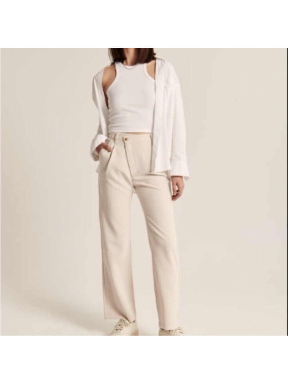 Abercrombie & Fitch Straight-Leg Pants in Cream